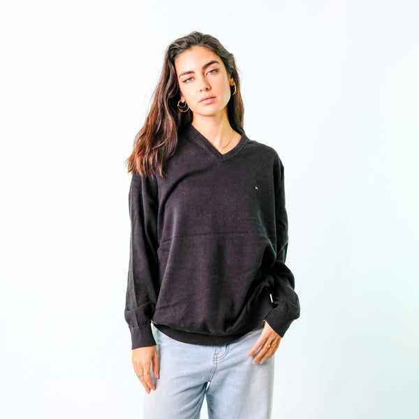 Black y2ks Tommy Hilfiger Knit Sweatshirt (XL)